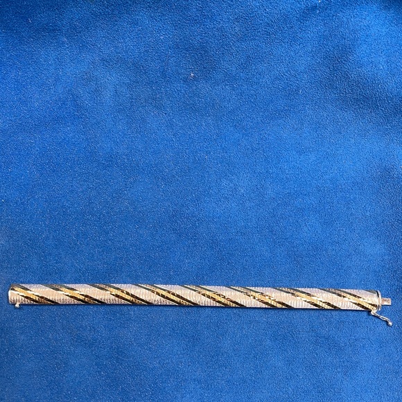 Vintage 925 Sterling Silver two tone Omega Milor bangle bracelet - Picture 3 of 6